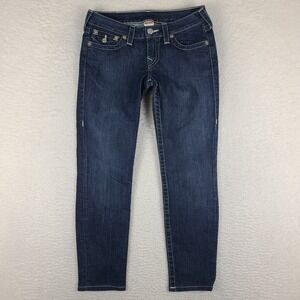True Religion Jeans Womens 28x27 Blue‎ Skinny Dark Wash HEMMED USA MADE